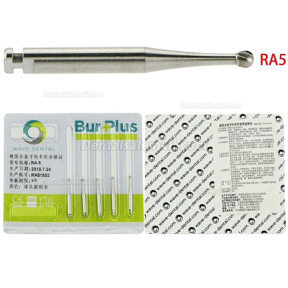 10 Packs WAVE Dental Tungsten Carbide Latch Bur Round Drill Low Speed RA 1 2 3 4 5 6 7 8